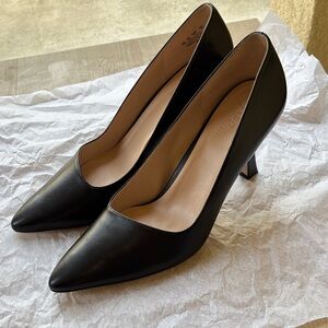 27 EDIT Black Pointed Toe Mid Heel Pumps